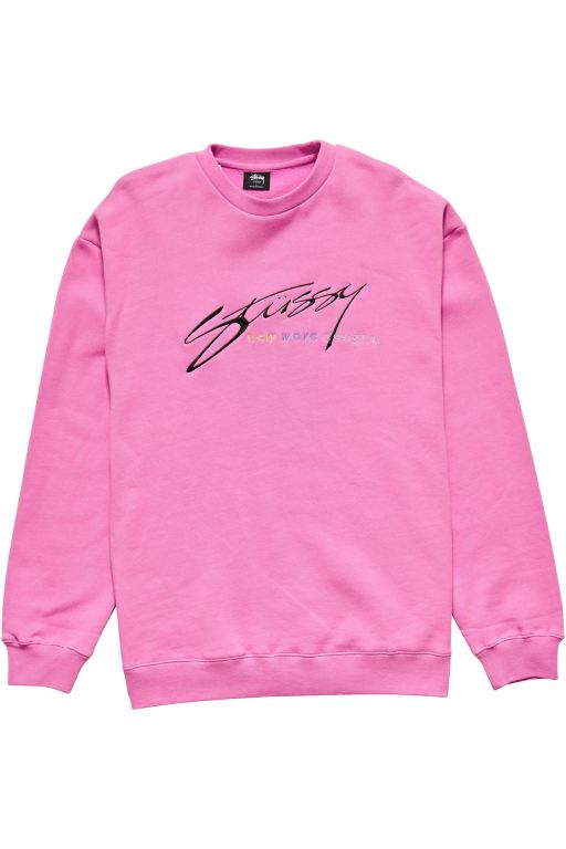 Stussy Mens New Wave 50/50 Crew Sweaters Red - ZNCAT6185